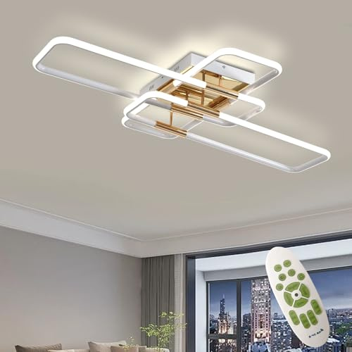 AHRHSM LED-Deckenlampe Deckenleuchte-Dimmbar Weiß Modern-Wohnzimmerlampe mit Fernbedienung Rechteckige - 68W, für Schlafzimmer Wohnzimmer Arbeitszimmer