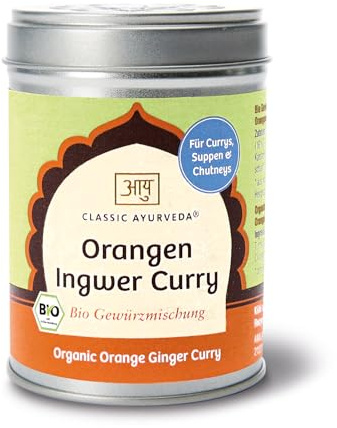 Classic Ayurveda - Bio Orangen Ingwer Curry Gewürzmischung - 70 g - Fruchtig-frische Note für Currys und Chutneys