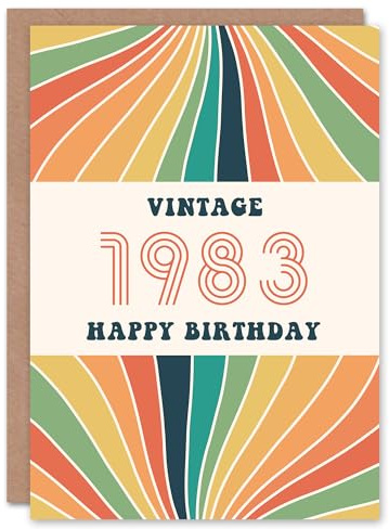 Artery8 Vintage Retro Him Her Rainbow Born 1983 Aged 42 Years Old 42nd Birthday Card Mum Dad Gran Grandad