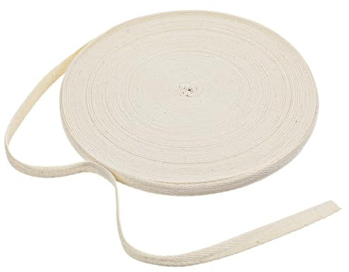 50m Schrägband Baumwolle 10mm Breite Baumwollband, Nahtband, Stoffband,Köperband,Gurtband,Webband, Einfassband,Saumband zum Nähen, für Handwerk Stricken Schneidern (Beige)
