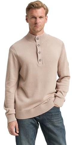 TOM TAILOR Herren Troyer Strickpullover im Washed-Look aus Baumwolle