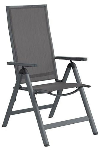 OUTLIV. Jacob Klappsessel, verstellbar, klappbar, Dunkelgrau | Textilene und Aluminium; verstellbar und klappbar; 58x75,5x112cm; Dunkelgrau; platzsparend, komfortabel