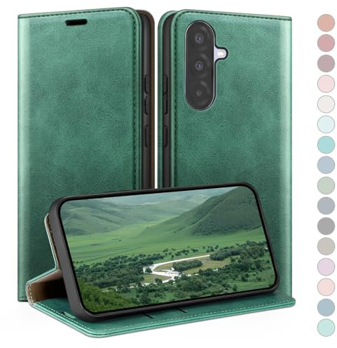 HUOUH for Samsung Galaxy A56 Wallet case with RFID Blocking PU Leather,Flip Folio Book covers,Credit Card Holder Shockproof Phone case Women Men for Samsung A56 case Sea Green