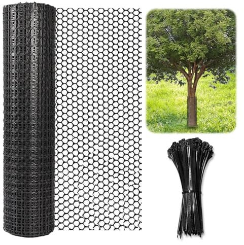 Mesh Tree Guard Trunk Protectors, 0.4 * 6 M Chicken Wire Mesh Roll With 100pcs Cable Ties, Plastic Fencing Roll, For Pet, Gardening, Temporary Fencing For Yard