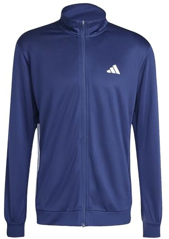 adidas Men's Workout Essentials All-Set 3-Stripes Knit Track TOP, Dark Blue/White, XXL