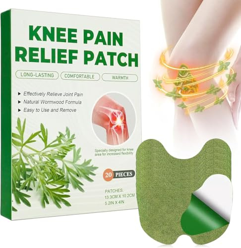 Robofun Schmerzpflaster Knie 20 Stück, Pain Relief Patch, Natural Herbal Schmerzlinderung Patch Selbstklebende Wärmepflaster Schmerzlinderungspflaster für Knie Nacken, Rücken und Muskelkater