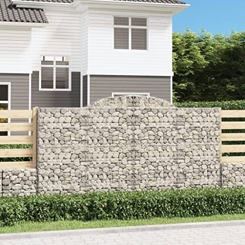 WKIEQACO Home & Garden,Furniture-Arched Gabion Baskets 7 pcs 300x30x160/180 cm Galvanised Iron