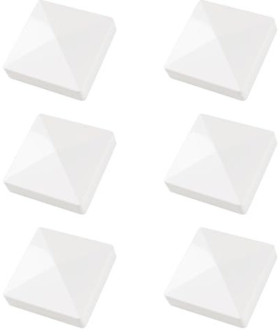 UFURMATE 8,9 x 8,9 cm weiße Pfostenkappen, 6 Stück, Zaunpfostenkappen, Hart-Pfostenkappen, wasserdicht und UV-beständig, für Holzpfostenschutz