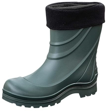 Stivali di gomma da uomo, imbottiti, impermeabili, da pioggia, invernali, da giardino, taglia 39-44, verde, 42 EU