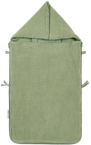 Meyco Fußsack Babyschale Teddy 40x82cm Footmuff Olive Green | Baumwollmix - für Babyschale, Kinderwagen & Kinderautositz Gruppe 0+/3-Punkt & 5-Punktgurt - Reißverschluss - waschbar