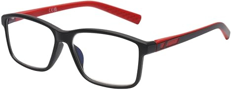 DOOViC Lesebrille 2,5 Blaulichtfilter Herren Schwarz Rot Gestell Vollrand Kunststoff Federscharnier Computer Brille mit Stärke für Damen