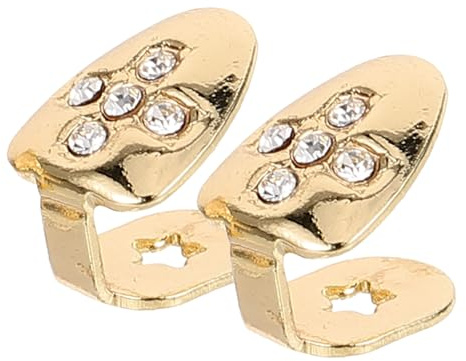 Hohopeti 2 Stück Hip hop Metall Zähne Grill Goldfarbene Single Mouth Grills Cosplay Schmuck für Rapper Party Zubehör Robuste Leichte Dekorative Mundkappen mit Leuchtendem Design