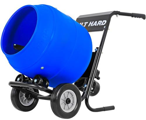 BILT HARD 4 Cu.Ft. Electric Cement Mixer, Poly Drum Concrete Mixer Heavy Duty, Portable Power Cement Mixing Tools for Stucco, Mortar, Fodder