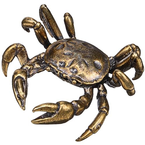 Messingornament Krabbe in Kaffeeoptik, Elegante Tierfigur für Wohnräume | Aquariumdekoration, Deko mit Krebs, Deko für Schreibtisch, Geburtstagsdeko Tiere, Robust