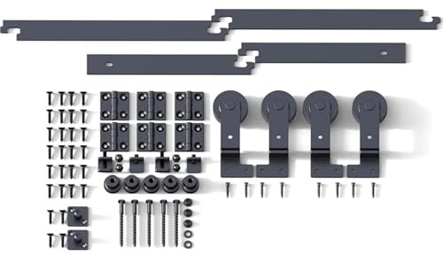 Kit de quincaillerie pour porte coulissante de gra Kit de quincaillerie for porte grange coulissante pliante à 4 vantaux 1 2, m (3,3 8 pi)(5FT Rail Kit)