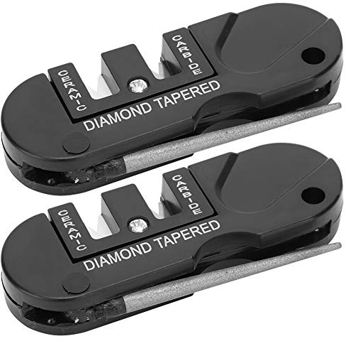 Aumotop Affûteur de Couteaux de Poche EDC D'extérieur, Affûteur Couteaux à Tige Conique en Diamant Portable pour Bords Très Ternes 2 Pièces