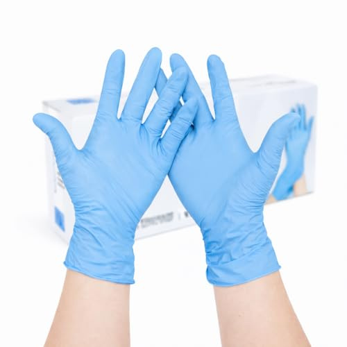 buxmed 100 Stück Nitrilhandschuhe L Einweg Blau, Einweghandschuhe, Handschuhe, Einmalhandschuhe Nitril, Untersuchungshandschuhe, Latexfreie Gloves, Küchen Zubehör, Tattoo & Friseur Zubehör