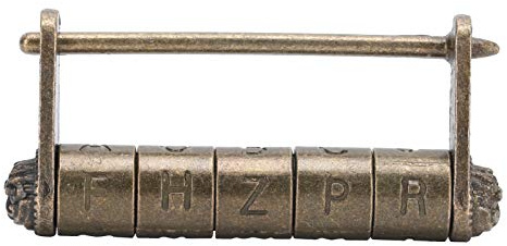 Vintage-Passwortschloss für Escape Room und dekorative Zwecke, Kombinationsschloss mit antiken chinesischen Schriftzeichen für Holz-Schmuckkästchen, Schrankmöbel, 80 x 37 mm