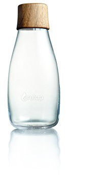 Retap Botella 0,3 L con Tapón de Madera de Nogal Agua, 0.3 litros, Vidrio de borosilicato, Marrón