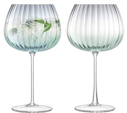 LSA International Dusk Balloon Goblet 650 ml Green/Grey | Set of 2 | Mouthblown and Handmade Glass | DU03