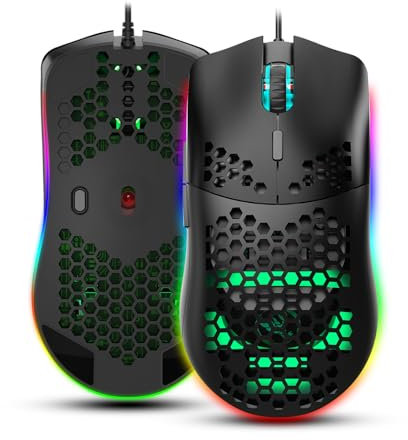 Wired Gaming Mouse, Hole Mouse 6-Tasten Wired Gaming Mäuse mit Makroprogrammierung RGB-Beleuchtung, Ergonomische Wired Gaming Maus Wired Computer Gaming Mäuse mit Hintergrundbeleuchtungsmodi für PC