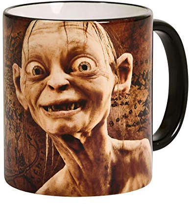Elbenwald Herr der Ringe Tasse 20 Jahre Jubiläums Kollektion mit Gollum Rundumdruck und Filmlogo 320 ml Keramik