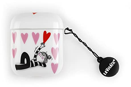 Funda para auriculares inalambricos – Diseño Corazones Wondee, Soporta Carga Inalámbrica.