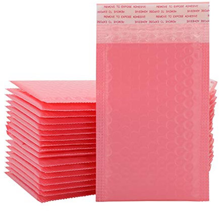 Shoze 50 Pcs Pink Foil Bubble Padded Mailing Envelopes - Padded Mailing Shipping Bags for Promotions or Gift Wrap (15x18CM)