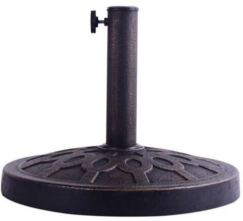 COSTWAY Pied de Parasol en Résine avec Motif Exquis, Base de Parasol pour Mât de Parapluie φ38mm ou φ48mm, Convient pour Balcon, Jardin, Plage, Bronze (Φ445xH330mm)