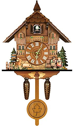 kangten Kuckucksuhr Antike Schwarzwälder Kuckucksuhr Vintage Holzuhr Schwarzwald-Uhr Wohnkultur Ausgezeichnetes Geschenk für Zuhause Kunst Büro Hotel Dekor 25×10×46cm (Keine Batterie Enthalten)