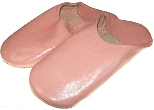 Mocassins marocains en cuir issu du commerce équitable pour homme avec semelle souple (rose saumon), rose saumon, 39 EU