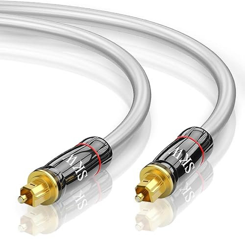 SKW Cavo Ottico Audio Digitale Toslink, Cavo Optical Toslink Platinum Fibra Maschio Maschio Cavi 24K(S/PDIF) (5M, grigio)