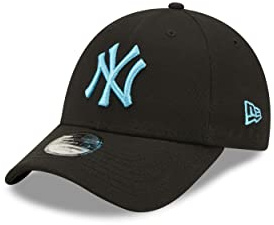 New Era MLB Kinderkappe New York Yankees Schwarze Basecap neonblaues Logo Strapback-Verschluss gebogener Schirm - Child