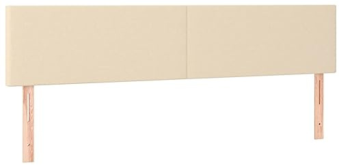 vidaXL Kopfteil, Bettkopfteil mit Holzbeinen, Höhenverstellbar Polsterkopfteil für Bett, Betthaupt Bettzubehör Schlafzimmer, Creme 200x5x78/88 cm Stoff