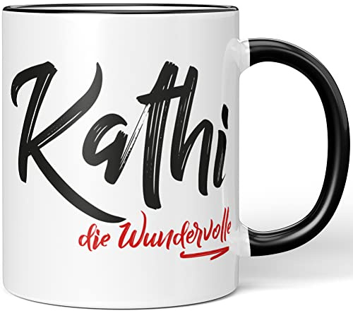 JUNIWORDS Tasse, Kathi, die Wundervolle, Schwarz (5253908)