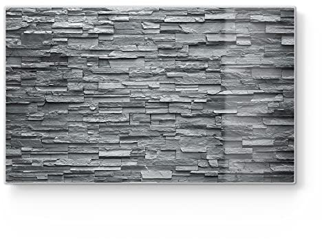 DEQORI Frühstücksbrett Glas | klein 23x14 cm | Motiv Unebene Schieferwand | Design Schneidebrett für Küche | Frühstücksbrettchen antibakteriell & rutschfest | Glasplatte & Servierplatte