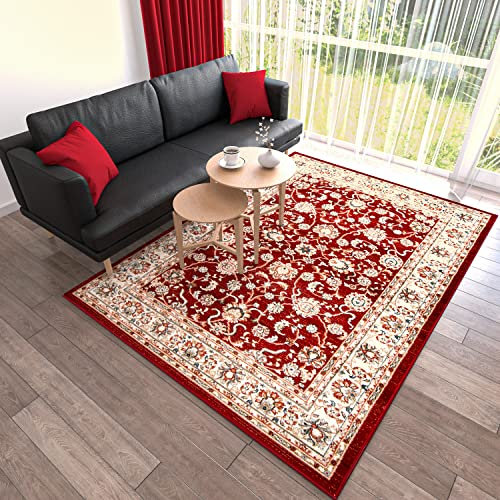 Mazovia Orientalisch Teppich - Traditioneller Teppich für Wohnzimmer, Esszimmer - Orient Teppiche Ornament - ÖKO-TEX Wohnzimmerteppich Rot - 100 x 200 cm