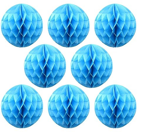 Ruidee 8 Stück Papier Wabenbälle 20cm Honeycomb Balls Pompons aus Seidenpapier Wabenpapier Papierkugeln Hängende Dekoration für Party Hochzeit Geburtstag (8in/Sky Blue)