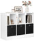WOLTU SK033ws Bookcase with 3 Drawers Made of Non-Woven Fabric, Standing Shelf with 6 Compartments, Cube Shelf for Bedroom, Living Room, Study, Office, White, 80x30x60cm