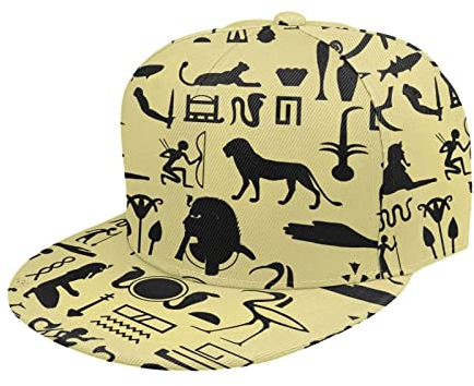 FJAUOQ Unisex Flatbrim Snapback Cap Ancient Egyptian Soldier Ankh Erwachsene Trucker Hat Verstellbar Baseball Cap Schwarz, Siehe Abbildung, One size