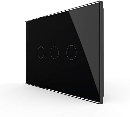 LIVOLO Interruttore Elettrico A Sfioramento Da Parete Nero Moderno Pannello In Vetro Cristallo Interruttore Elettrico Unipolare Con Indicatore A Led, Senza Neutro,3 Gang 1 Way