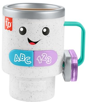Fisher-Price Lern- und Spielspaß Barista-Becher - Interaktives Babyspielzeug, 20 Melodien, Sätze, Alphabet, Zahlen und Farben Lernen, Englisch, Deutsch oder Französisch, für Babys ab 6 Monaten, HXF49