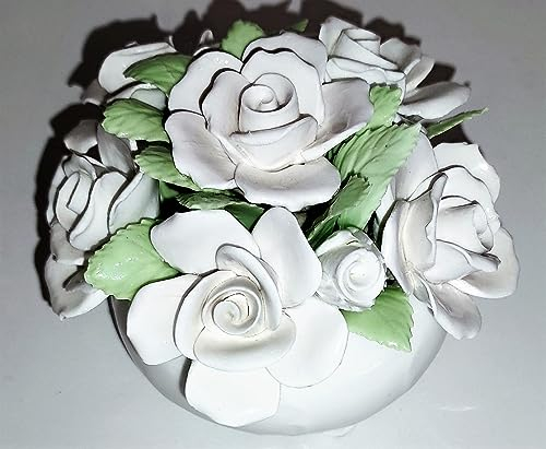 Royal Albert/Porzellanrosen in Schale weiß/Tischdekoration/Vase mit Blumen/Rosen - Bouquet/Höhe ca. 8 cm