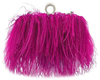 MOISTRI Donne struzzo naturale piumato Vintage borsetta serale borsa di Glitter borsellino borsette serali femminili matrimonio festa Rosa Rosso