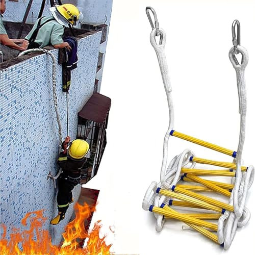 Escalera De Escape contra Incendios De 3-50 Metros Cuerda De Rescate Antideslizante Respuesta De Seguridad En El Trabajo De Emergencia Auto-Rescate Salvavidas Escape De Escalada En Roca,20m/65.6f
