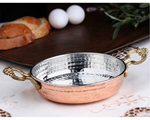 GaRcan Cooking Egg Omelette Copper Skillet Traditional Turkish Frying Cook Turkey Fryer Pot Brass Handles (Color : B, Size : 18cm)