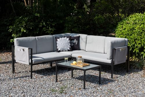 Gardissimo Eck-Lounge Ambra, inklusive wasserabweisender Kissen, Textilen