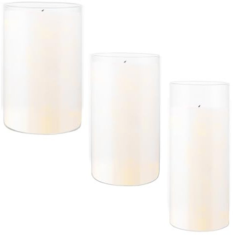 YAYODS 3 Stück Glaszylinder für Kerzen - Windlicht - Kerzenständer Mit Boden - Vase für Hochzeit, Party, Tischdeko, Wohnzimmer Deko