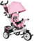 HOMCOM 6 in 1 Triciclo per Bambini 1-5 Anni con Maniglione, Tettuccio Regolabile, Cintura e Cestino, Passeggino Triciclo in Metallo e Poliestere, 102x49x102 cm, Bianco e Rosa