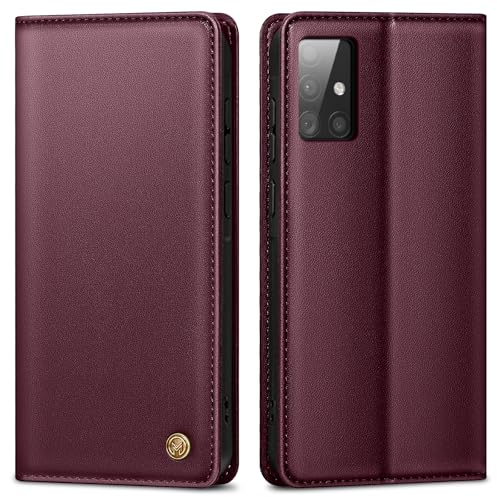 Handyhülle für Samsung Galaxy A51 Hülle, Premium Lederhülle Schutzhülle Tasche für Samsung A51 Hülle Wallet Kartenfach Standfunktion Klappbar Flip Case für Galaxy A51 Hülle,Weinrot